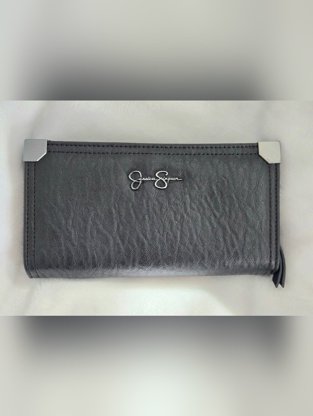 Jessica Simpson Frankie Double Gusset Clutch Wallet - Meteorite Black NWOT
